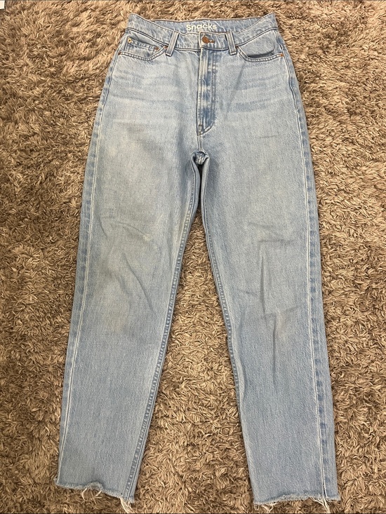 MOTHER Denim - MOTHER “SNACKS” Light Blue High-Rise Straight Jeans